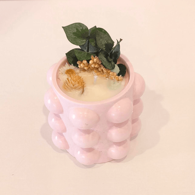 ✨ Bougie artisanale "Bulbeuse" en cire de soja – fleurs séchées & contenant fait main ✨