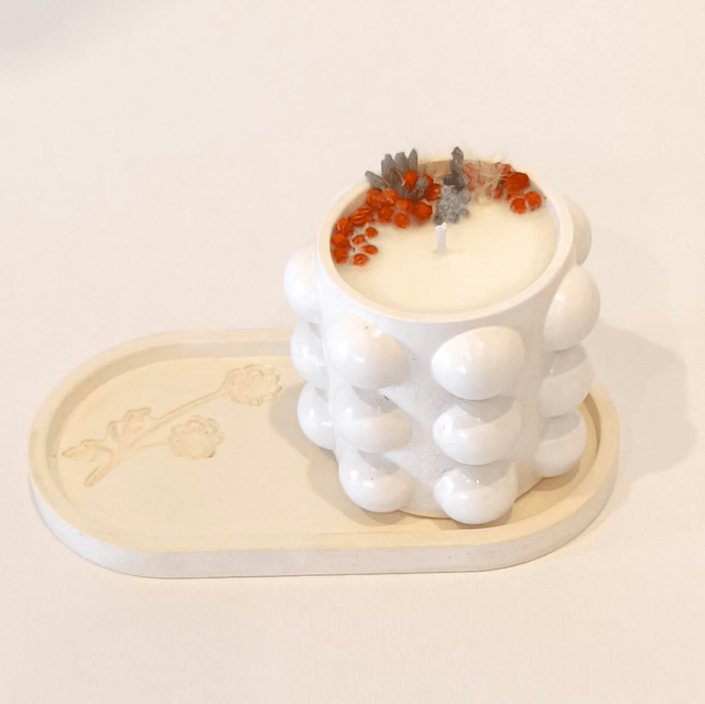 ✨ Bougie artisanale "Bulbeuse" en cire de soja – fleurs séchées & contenant fait main ✨