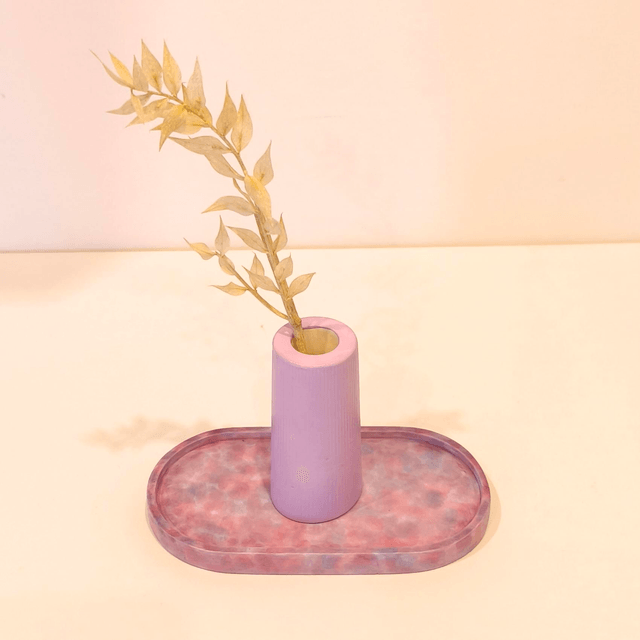 "Solune" Mini vase artisanal en gypse avec fleurs séchées – déco minimaliste   