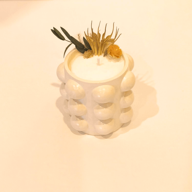 ✨ Bougie artisanale "Bulbeuse" en cire de soja – fleurs séchées & contenant fait main ✨