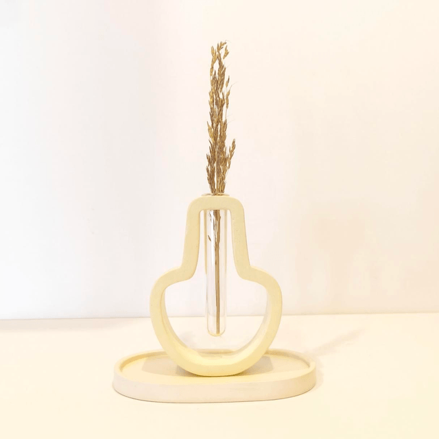 Vase déco “Épure” – design ajouré avec tube incassable et fleurs séchées 