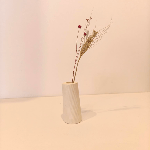 "Solune" Mini vase artisanal en gypse avec fleurs séchées – déco minimaliste   