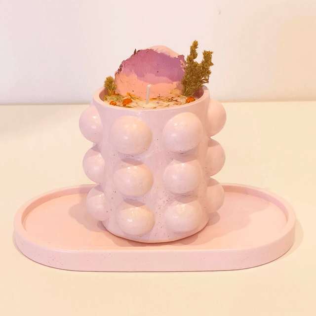 ✨ Bougie artisanale "Bulbeuse" en cire de soja – fleurs séchées & contenant fait main ✨
