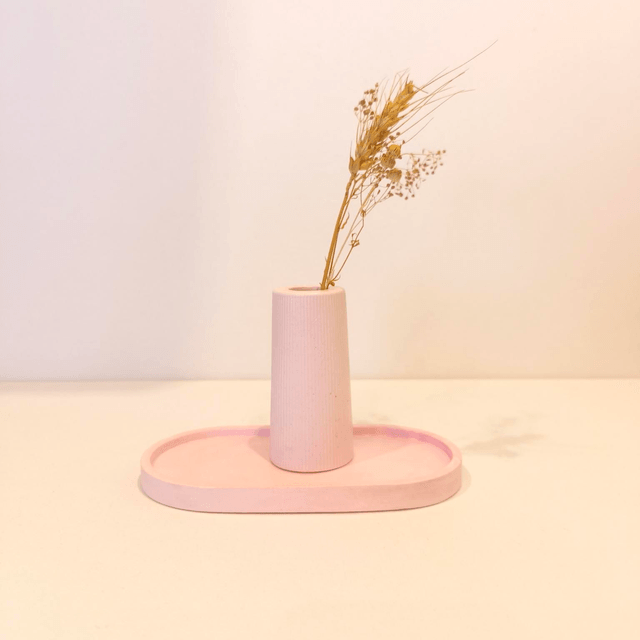 "Solune" Mini vase artisanal en gypse avec fleurs séchées – déco minimaliste  