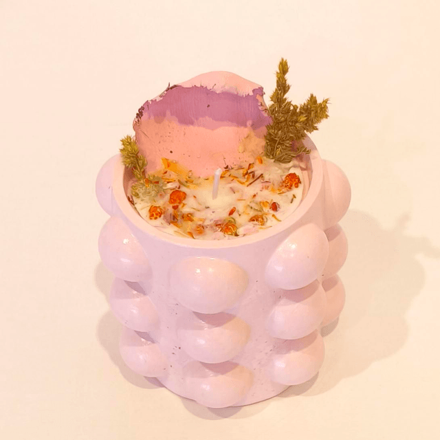 ✨ Bougie artisanale "Bulbeuse" en cire de soja – fleurs séchées & contenant fait main ✨