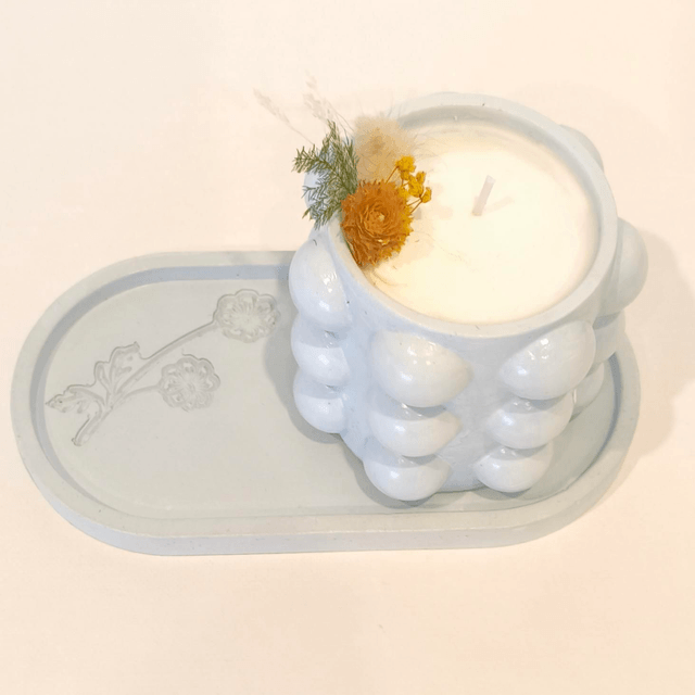 ✨ Bougie artisanale "Bulbeuse" en cire de soja – fleurs séchées & contenant fait main ✨