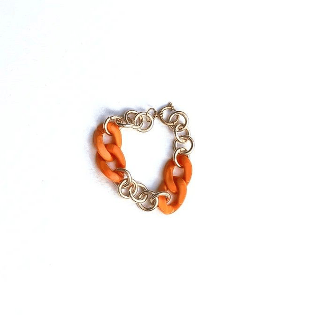 Bracelet chunky orange doré – Collection Altissima – Bijou moderne doré à l’or fin 24k