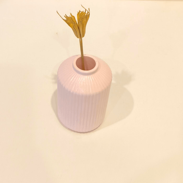 "Lunée", Vase artisanal en gypse avec fleurs séchées - Déco douce et raffinée
