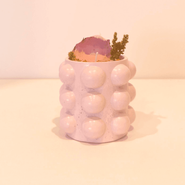 ✨ Bougie artisanale &quot;Bulbeuse&quot; en cire de soja – fleurs séchées &amp; contenant fait main ✨