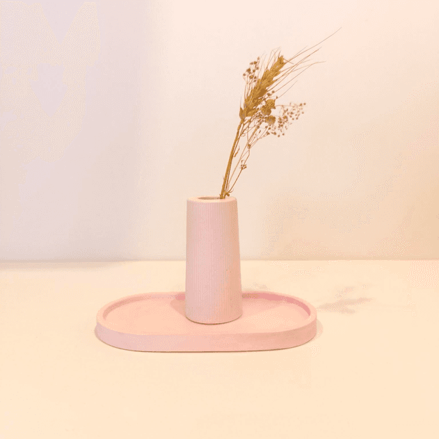 &quot;Solune&quot; Mini vase artisanal en gypse avec fleurs séchées – déco minimaliste  