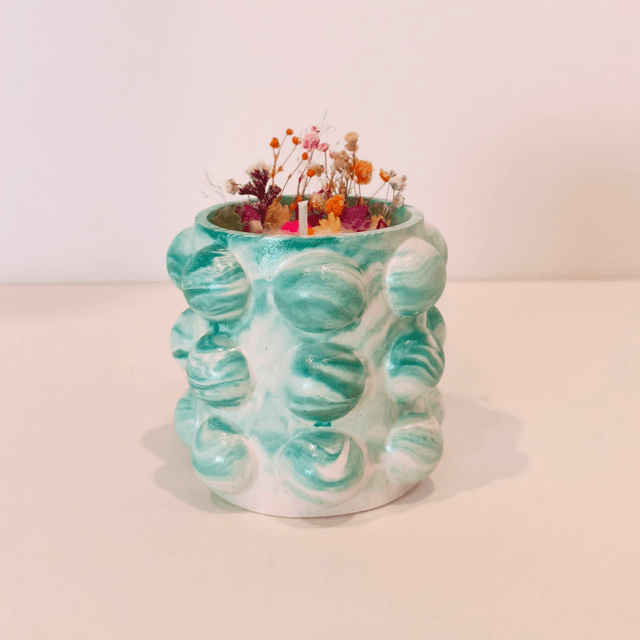 ✨ Bougie artisanale &quot;Bulbeuse&quot; en cire de soja – fleurs séchées &amp; contenant fait main ✨ 