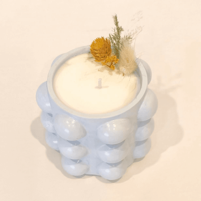 ✨ Bougie artisanale &quot;Bulbeuse&quot; en cire de soja – fleurs séchées &amp; contenant fait main ✨